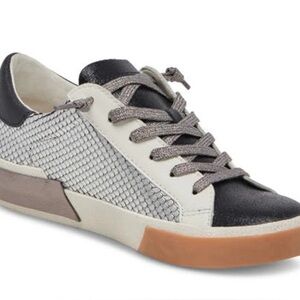 Dolce Vita Zina Sneaker In Pewter Embossed Leather womens size 9.5 shoe